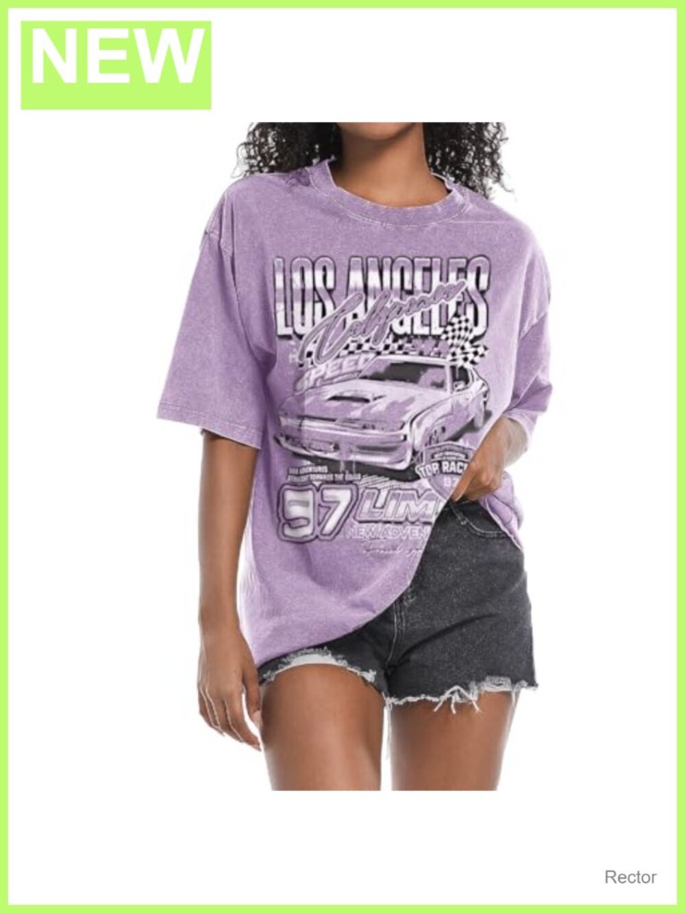 Oversized Cotton Graphic Tee Drop Shoulder Baggy Streetwear Racing Shirt